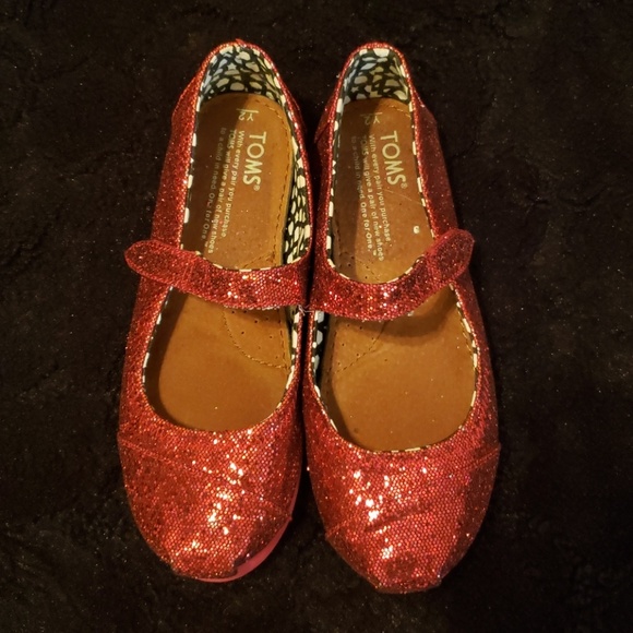 Toms Other - Tom's Girl's Size 2 Red Glitter Shoes